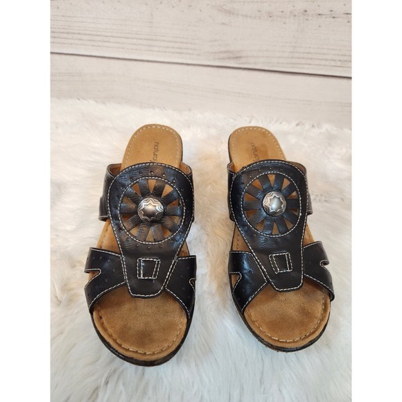 Natural Soul Women's Dark Brown Leather Sandals Size‎ 10 - Picture 1 of 8